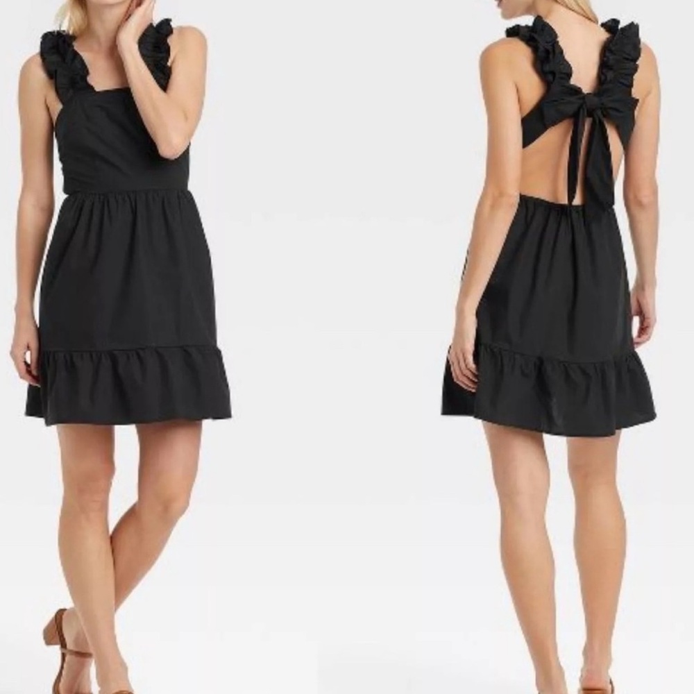 WHO WHAT WEAR black Open Back Dress